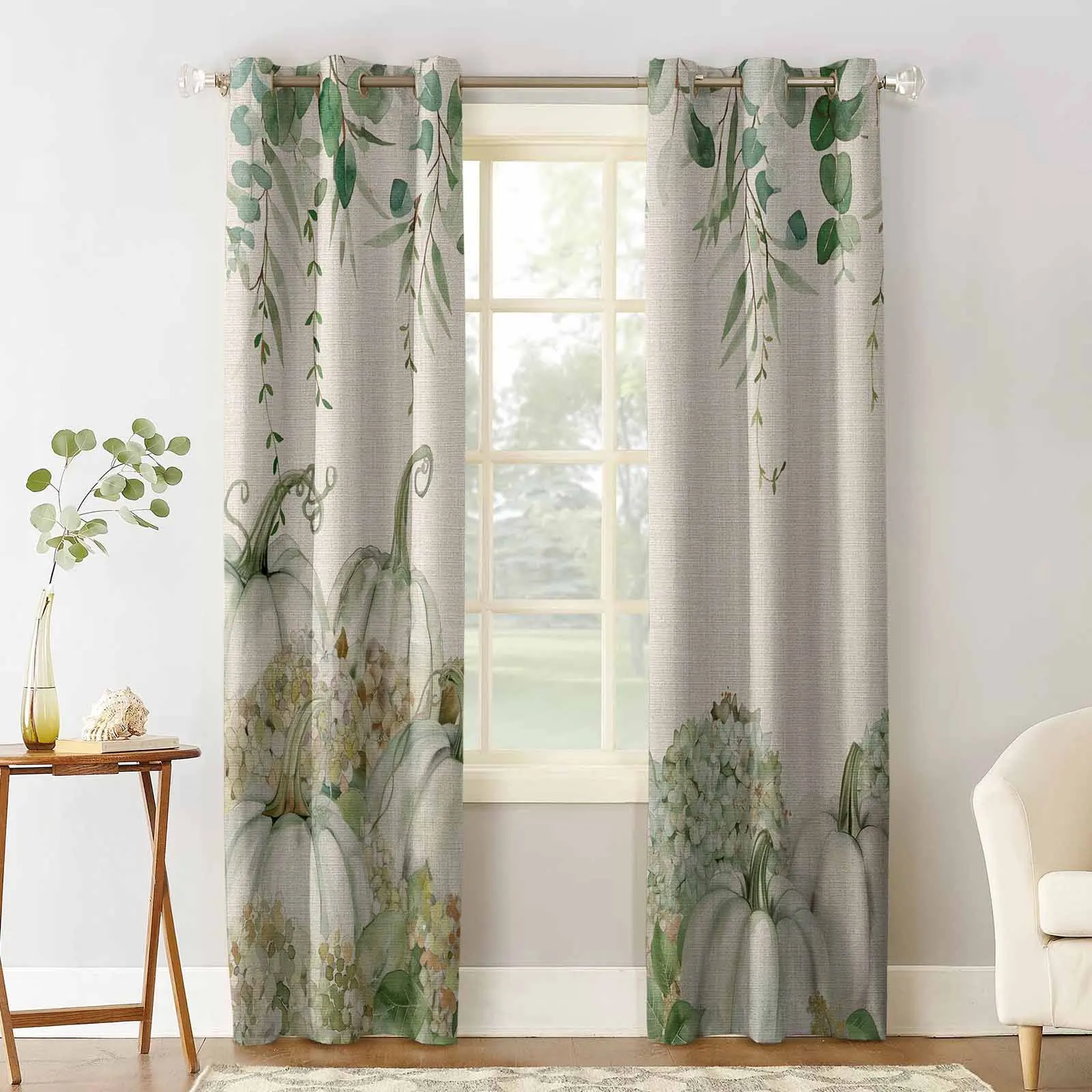 Autumn Thanksgiving Pumpkin Curtains For Living Room Kids Bedroom Window Curtain Hall Drape Long Cortinas