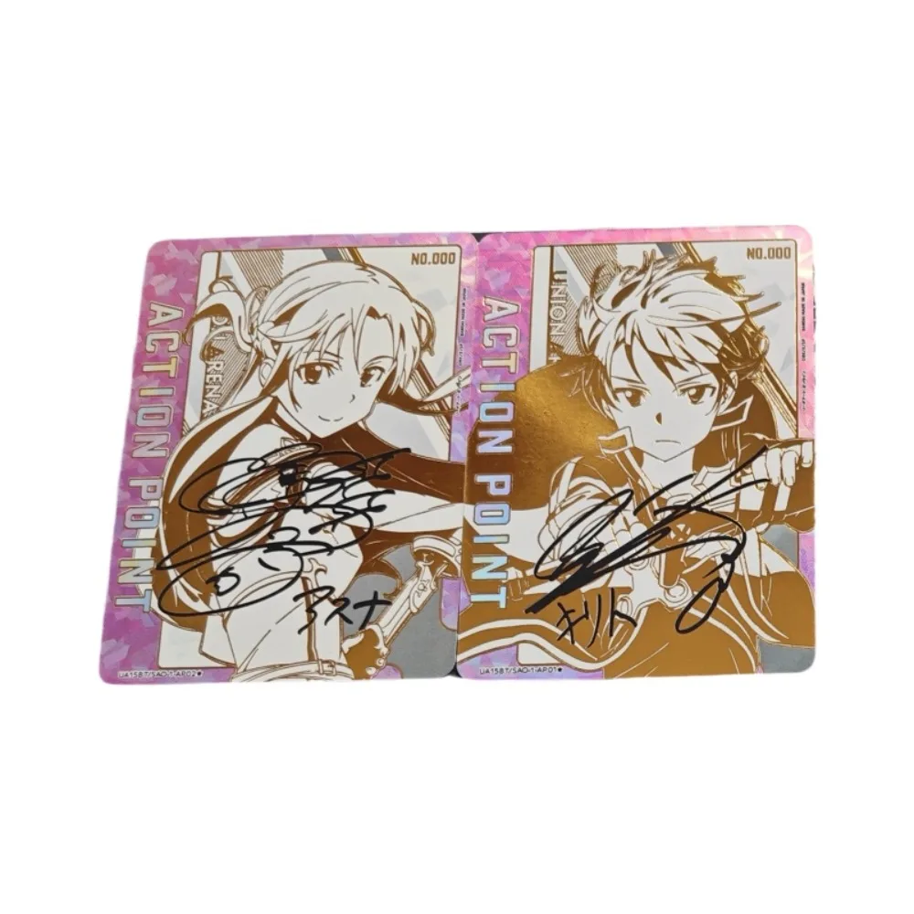 2pcs/set Sword Art Online Kirigaya Kazuto Yuuki Asuna self made Refraction flash card Anime Classics Game Collection Cards Toy