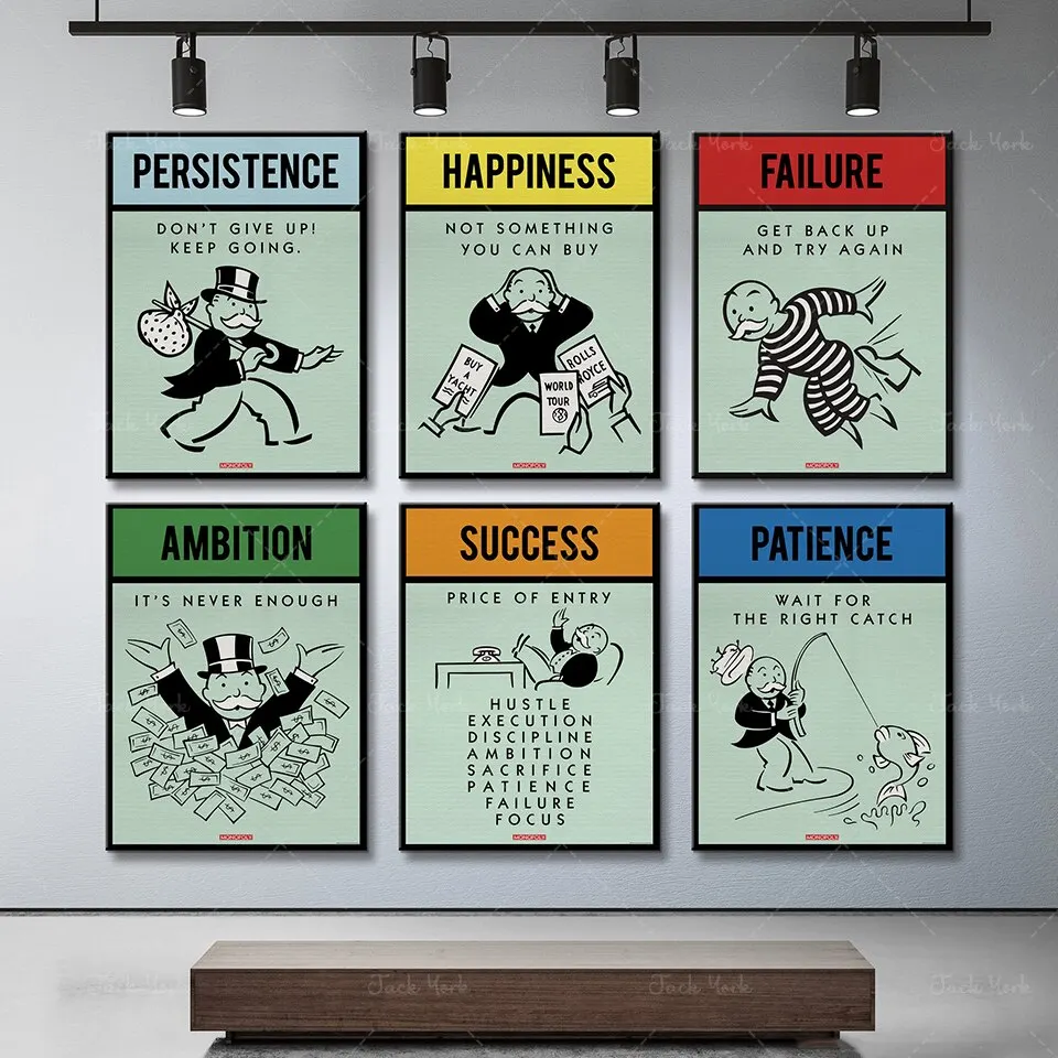 Alec Monopolies Inspiration Success Ambition Patience Canvas Poster Wall Art Painting HD Picture Print Ideal for Office Room