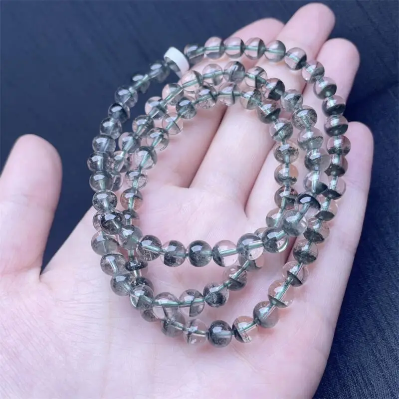 

5.5-6MM Natural Green Garden Quartz Bracelet Woman Man Fengshui Healing Wealth Beads Crystal Birthday Lucky Gift 1pcs