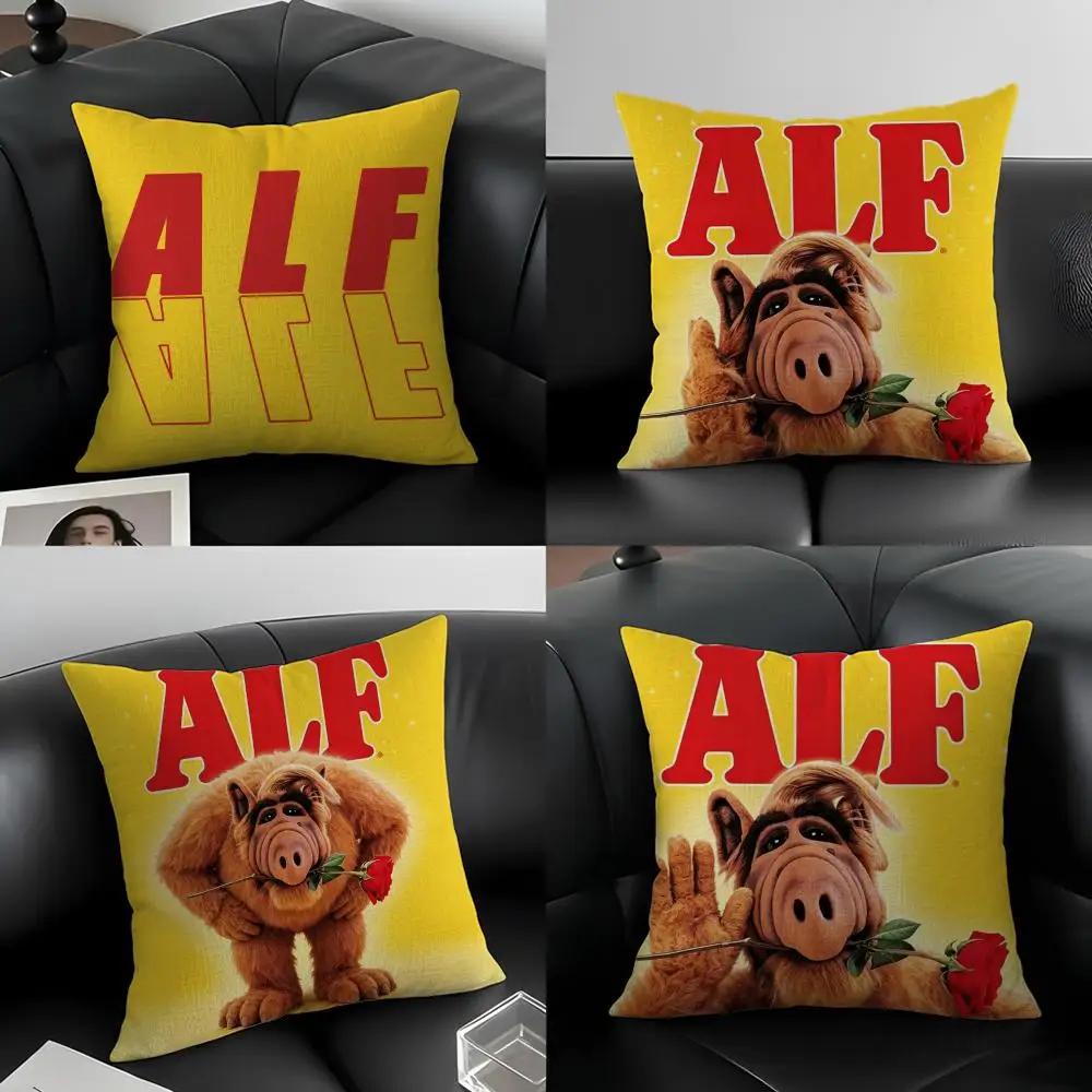 Drama T-TV S-Series A-Alf Cushion Cover Natural Linen Pillowcase Set, All-in-One Decor for Sofa, Bedroom & Chair