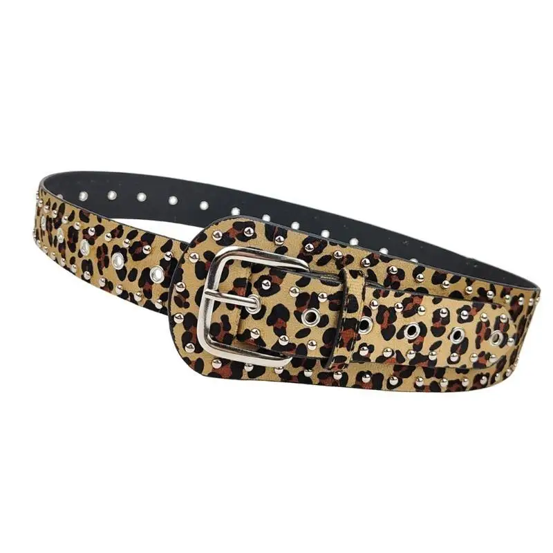 

A52E Popular Pin Buckle Belt for Women Punk PU Waist Belt 2000s Waist Cincher for Teens Girl Western Rock Styles Waiststrap