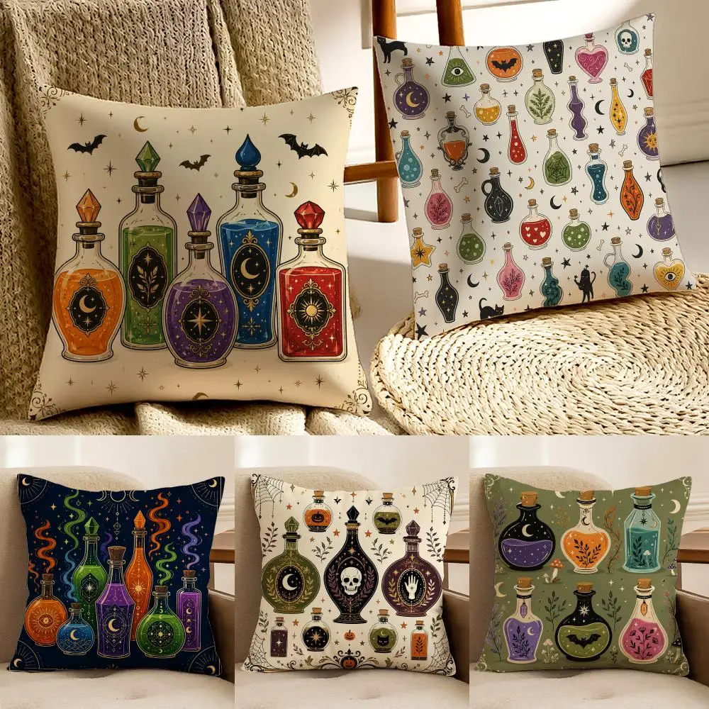 Halloween Potion Bottle Cushion Cover Pillowcase Anti-dustmite living Room Sofa Decor Cushion Room