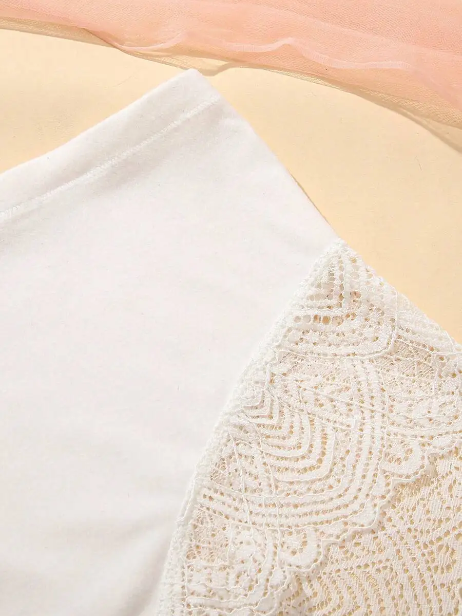 

Womens 3pcs Solid Color Lace Trim Triangle Panties