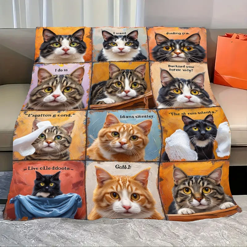 

Flannel Blanket-Soft Lightweight All-season Cute Cat Faces Soft Baby Blanket for Cozy Nights Sleep