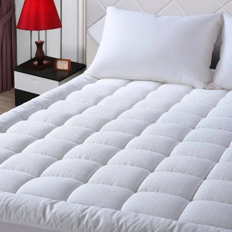 Queen Mattress Pillow Top Mattress Topper Cotton 8-21 Inch Deep Pocket Cooling Mattress Topper (60x80 Inch, White)