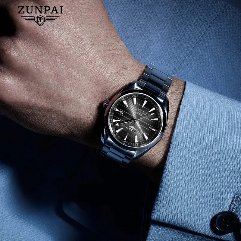 100%Original ZUNPAI Watch For Men Waterproof Stainless Steel Fashion Luxury Men Watches Waterproof Luminous Quartz WristWatch