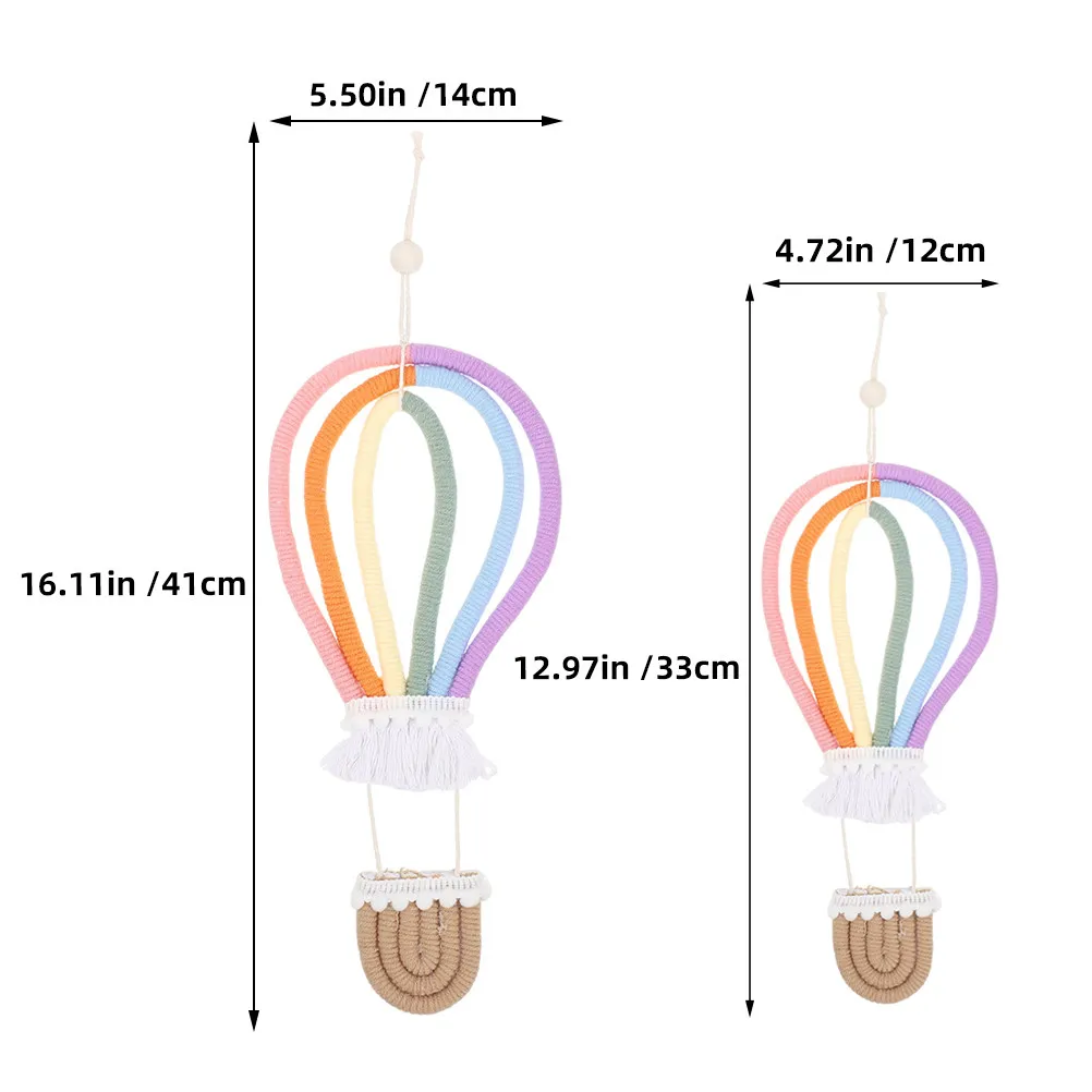 2Pcs Handcrafted Woven Hot Air Balloon Wall Decor Lightweight Longlasting Vibrant Nursery Room Living Space Classroom Hanging