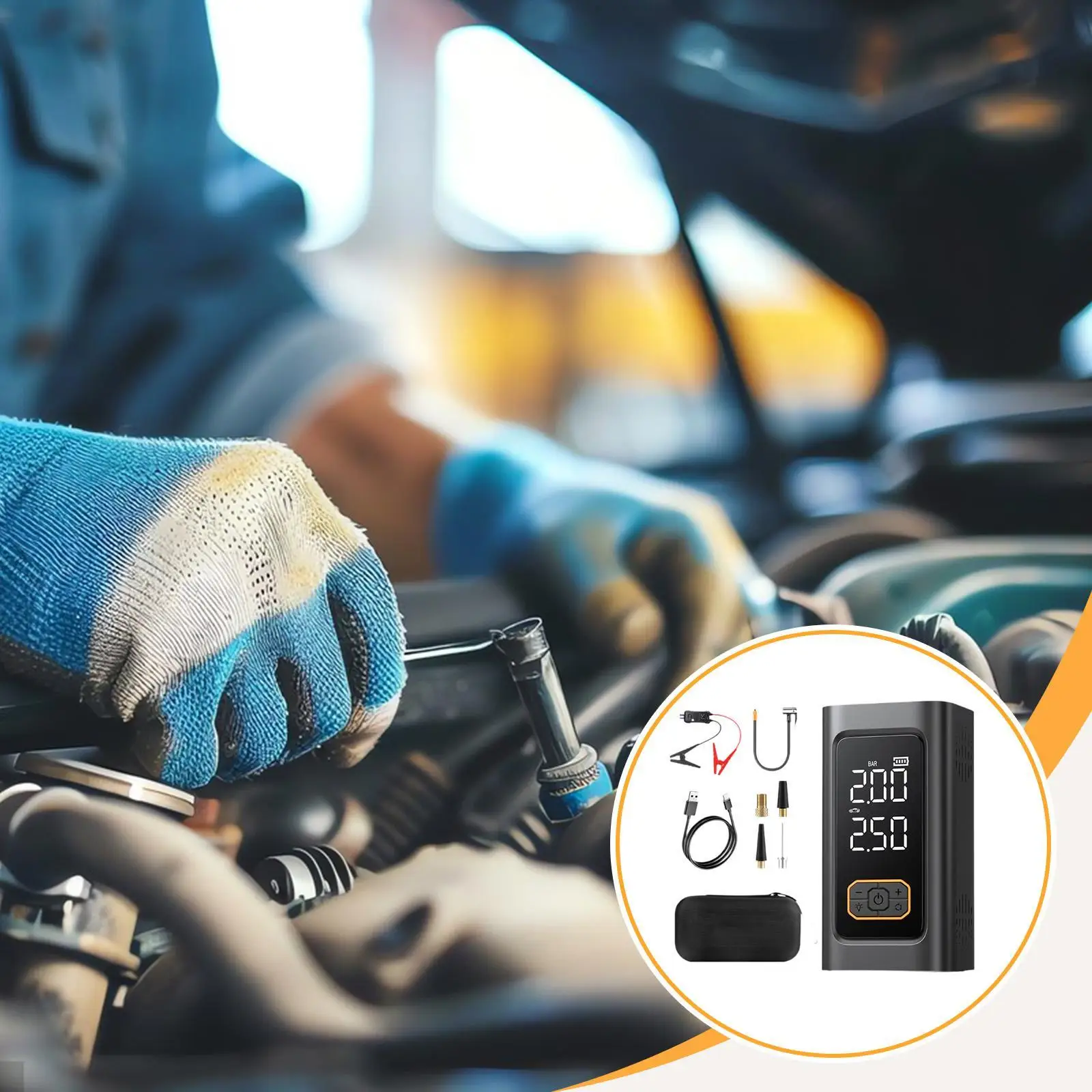Car Tire Air Pump High Pressure Portable Compressor Digital Gauge Jump Starter Power Bank for Roadside Emergency