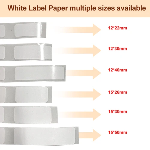 Imagen 2 del producto Niimbot-etiqueta adhesiva térmica oficial, papeles de cinta blanca, etiqueta antiaceite impermeable de 12-15mm para impresión D11 D101 D110