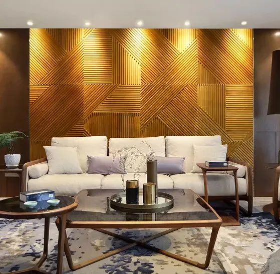 3D Wave Shingle Panel Interior Wall Mosaic Tile Pattern Wall Background 3d Triangle Solid Wood Mosaic Tile Art Wall Decoration E