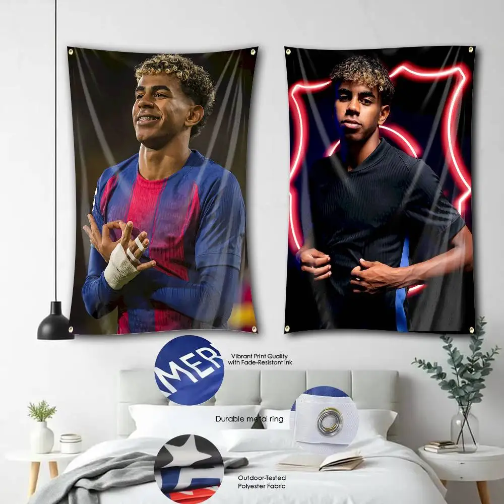LY19 Genius Boy L-Lamine Yamal Flag Tapestry Banner for Bedroom Living Room Outdoor Camping Custom Supported