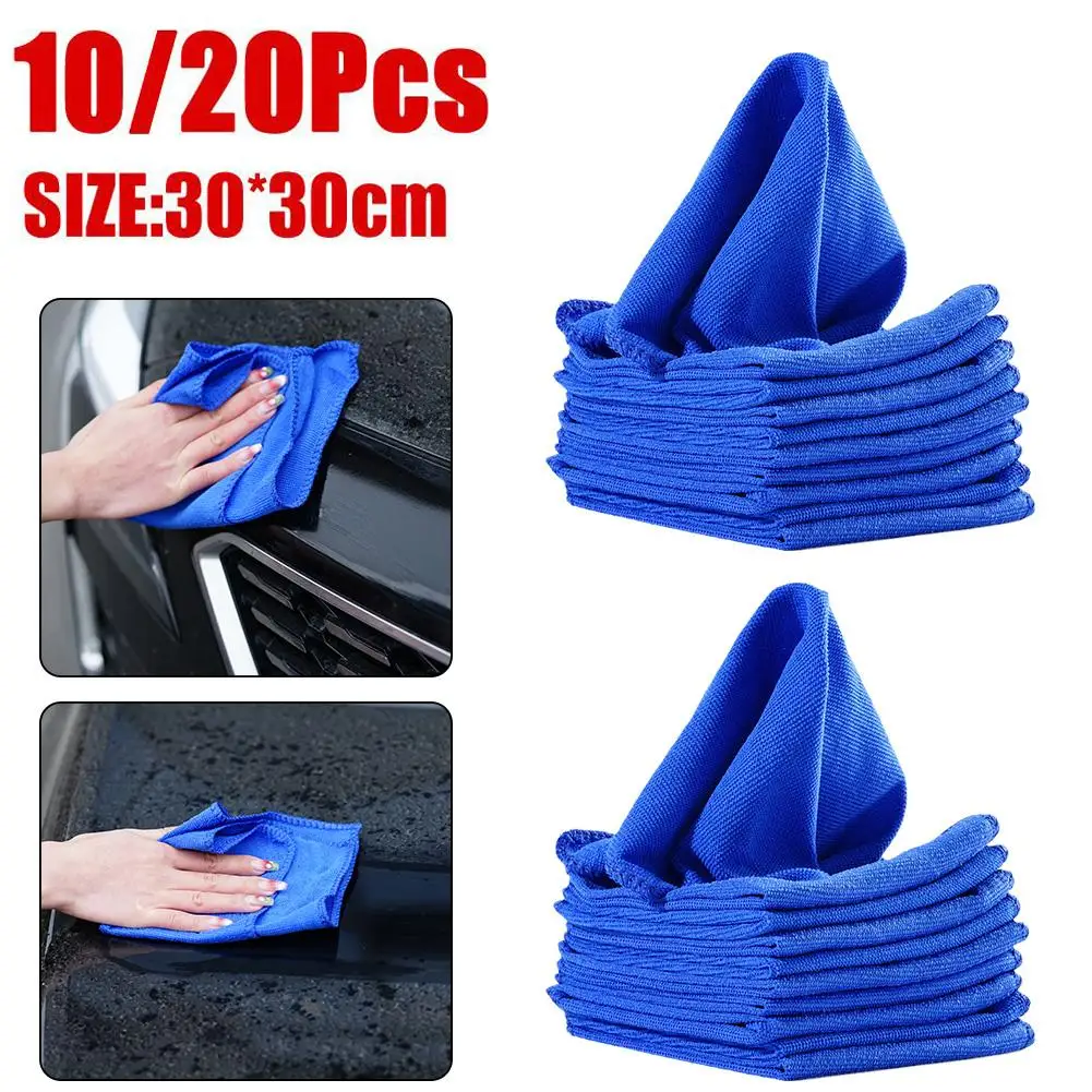 

10/20pcs Car Wash Microfiber Towels Soft Drying Cloth Water Duster Polishing Cleaning Hemming Car 30x30cm Wash Suction Towe K5O0