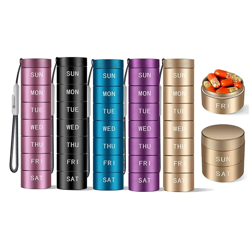 

BPA Free Portable Weekly Pill Case 7 Grids Strong Tightness Pills Organizer Stackable Waterproof Fish Oil Container Home