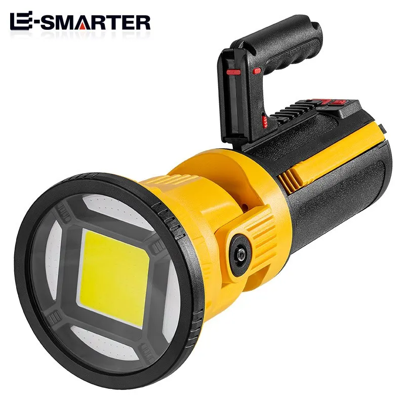 COB Portable Flashlight Strong Long-Range Spotlight Hand Light USB Rechargeable Outdoor Waterproof Camp Lantern Searchlight
