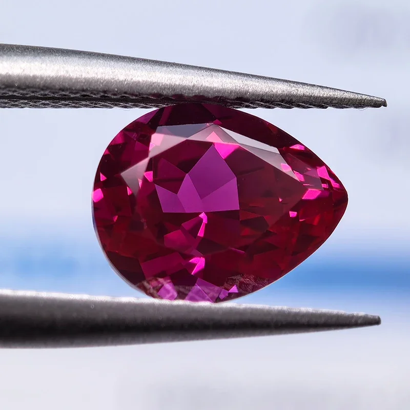 Lab Grown Sapphire Pear Shaped Hot Pink Color VVS1 Gemstones for Charms DIY Jewelry Making Materials Selectable AGL Certificate