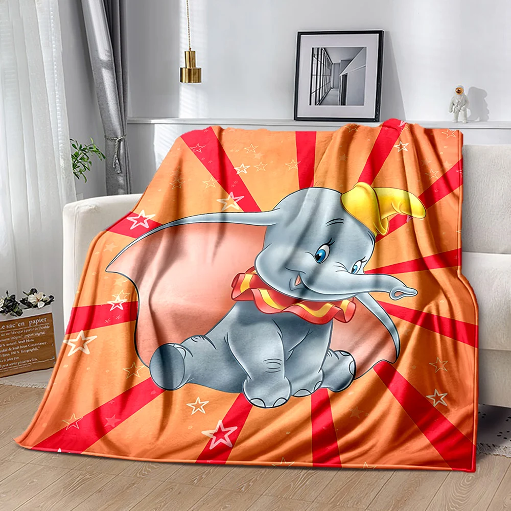 Disne Dumbo Cartoon Print Flannel Office Soft Fluffy Shawl Blanket Plush Nap Cover Girl Gift  Picnic Blanket Kpop