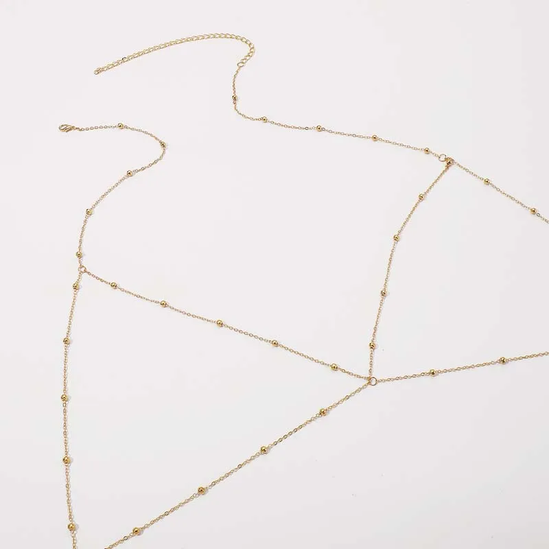 مثير الذهب اللون مطرز الصدر سلسلة للنساء 2025 جديد مبالغ فيه المعادن الخرز المستديرة رقيقة سلسلة الجسم سلسلة هدايا مجوهرات الحفلات