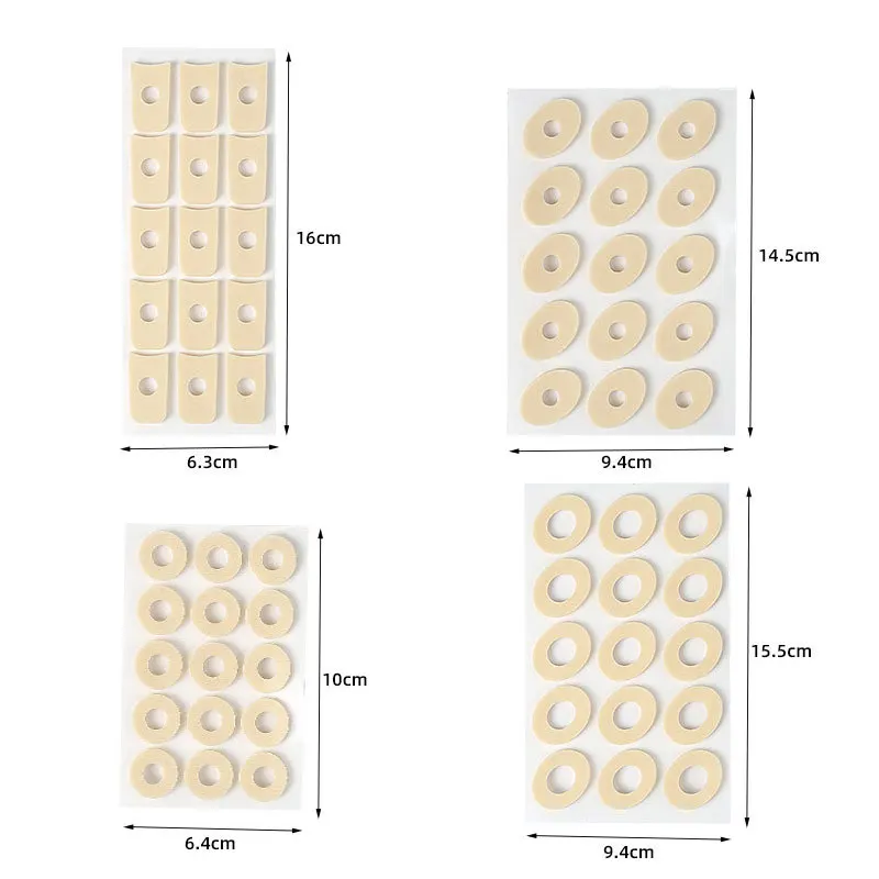 60個入り トウモロコシ型 カイロパッド、柔らかいラテックスフォーム 自己粘着性 かかとパッド トウモロコシパッド 摩擦軽減 足とかかとの痛み緩和、4種類