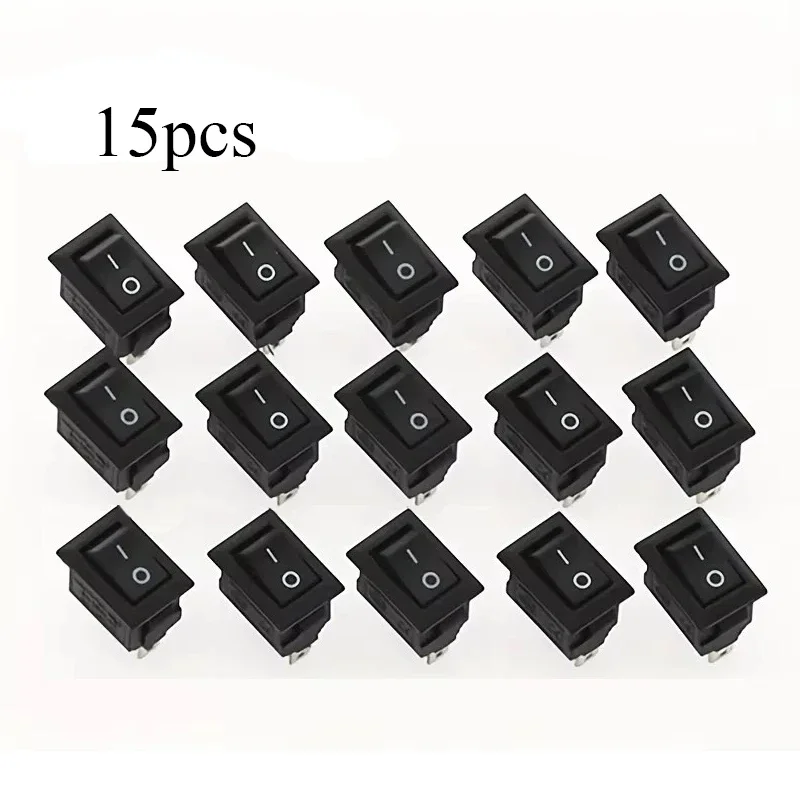 15 saklar joystick mini berkualitas tinggi SPST saklar tombol hitam dan merah AC 250V 3A/125V 6A 2-pin I/O saklar joystick 10 * 15mm