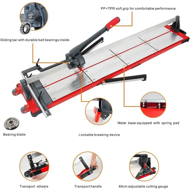 Imagem -03 - Cortador de Telha Manual com Alça de Transporte e Rodas Grande Formato Base Gravada a Laser 10 Rolamentos Internos 8102g2 48