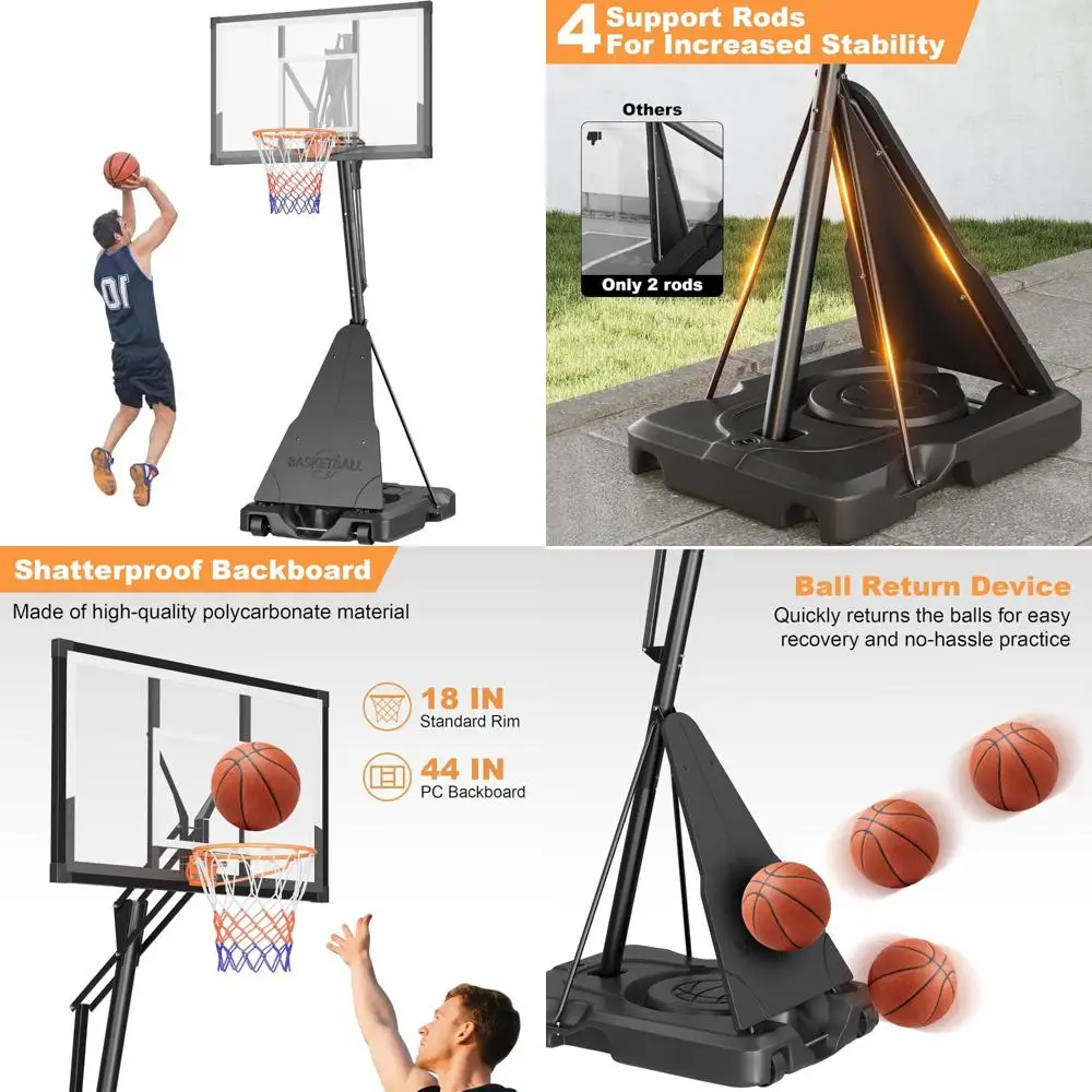Ring Basket Luar Ruangan dengan Papan Pantul Anti Pecah, Tinggi Dapat Disesuaikan, Standar Regulasi untuk Lapangan Rumah