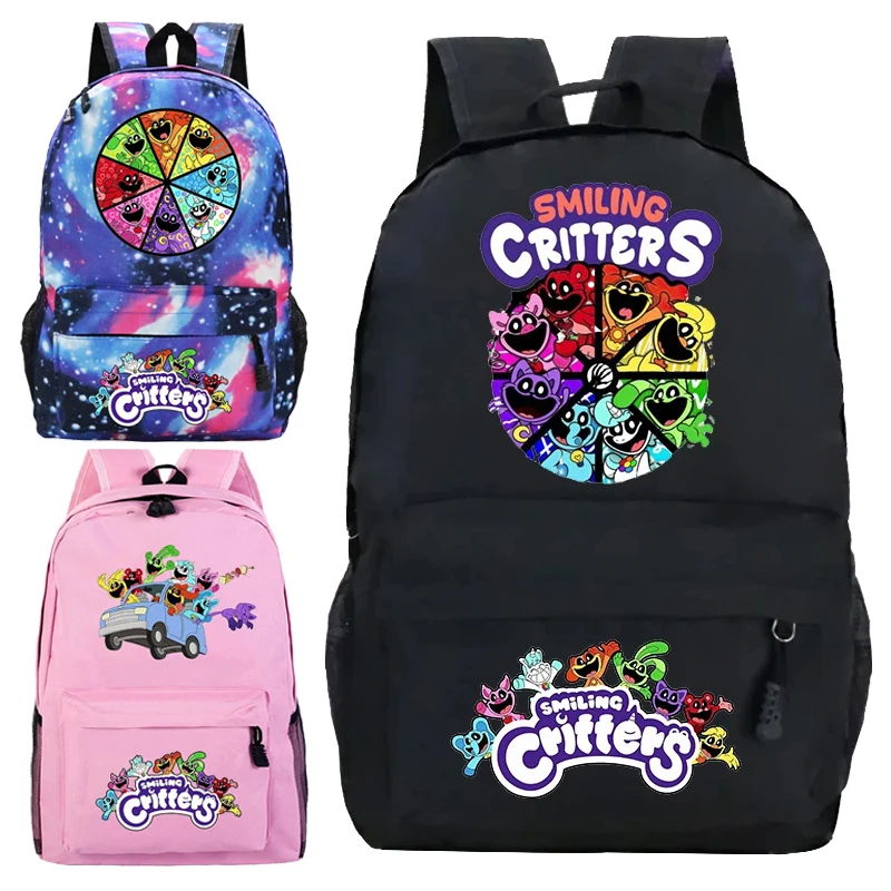 Saco escolar de porcos sorridente para meninos e meninas, mochila Dogday, mochila de viagem dos desenhos animados para estudantes, mochila para laptop, unisex