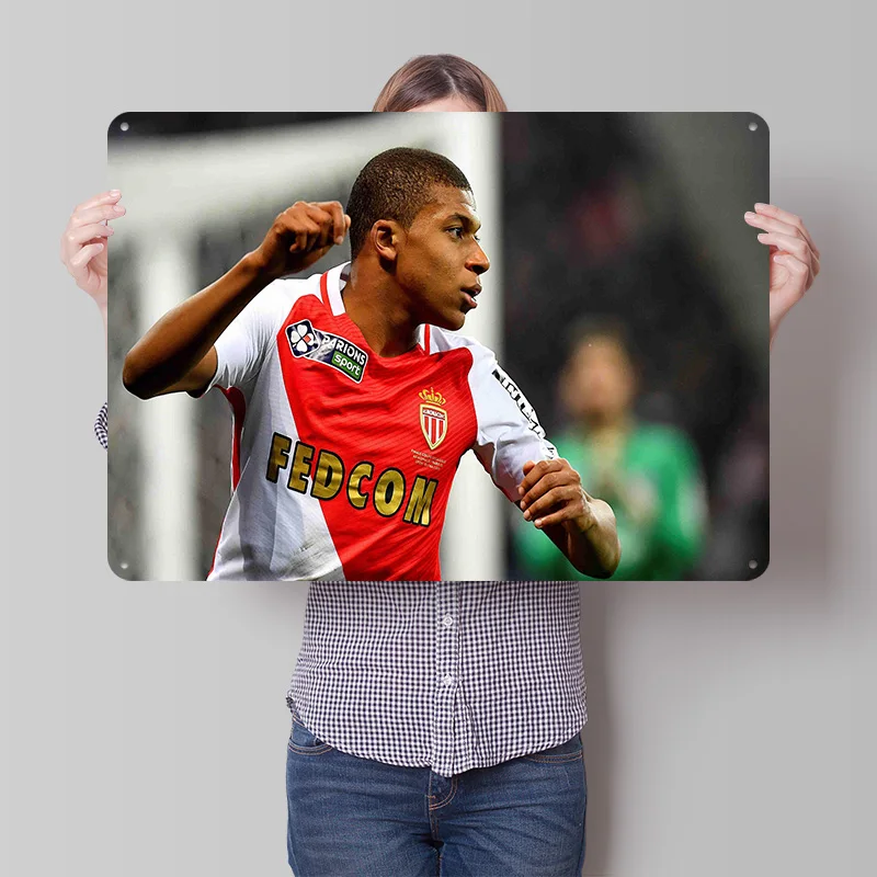 Kylian Mbappé Football Tinplate Poster Custom Wall Art Vintage Metal Signs Retro Tin Plaque for Room Decoration Home Decor Items