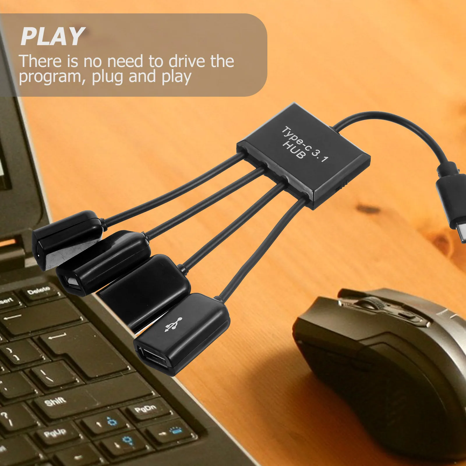 1 Juego USB 2,0 4 puertos Hub convertidor Otg extensión divisor adaptador para ordenador portátil teclado de escritorio negro