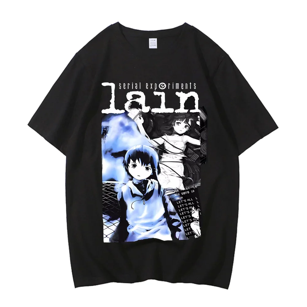 

2024 Anime Serial Experiments Lain Graphic Print T Shirt Men Iwakura Manga Girl Sci Fi Short Sleeve Fashion T Shirt Women
