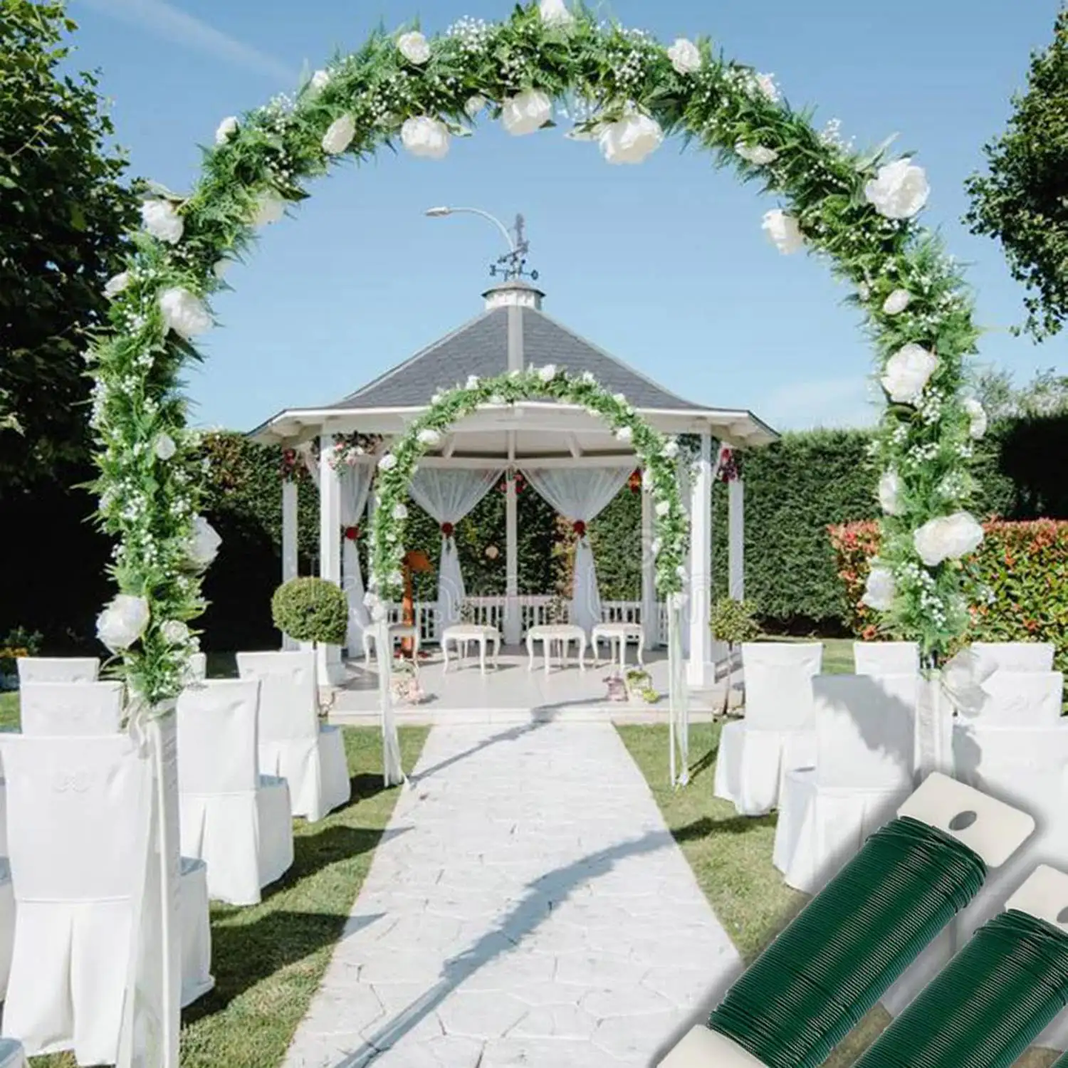 Y17A フローラルワイヤー、3パック 114ヤード 22ゲージ グリーン フローリストワイヤー フレキシブルパドルワイヤー クラフト用 クリスマスリースツリー グリーン