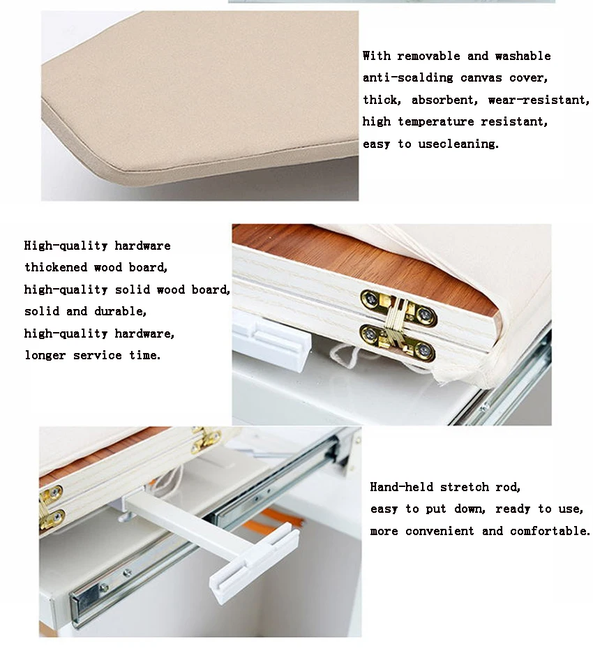 Wardrobe Push-pull Folding Ironing Board Rotatable/Stretchable /Washable In-cabinet Mute Damping Hidden Hardware Accessories