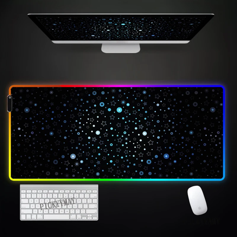 

RGB Gaming Mousepad Universe And Star Mouse Mats LED Large Gamer Mousepads XXL Keyboard Pads Luminous Desk Mat Mouse Pad Backlit