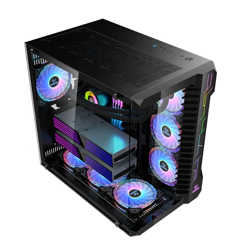 ATX PC Gaming Case Tempered Glass 10 X 120mm Fans Computer Cases Towers Desktop for Gaming
