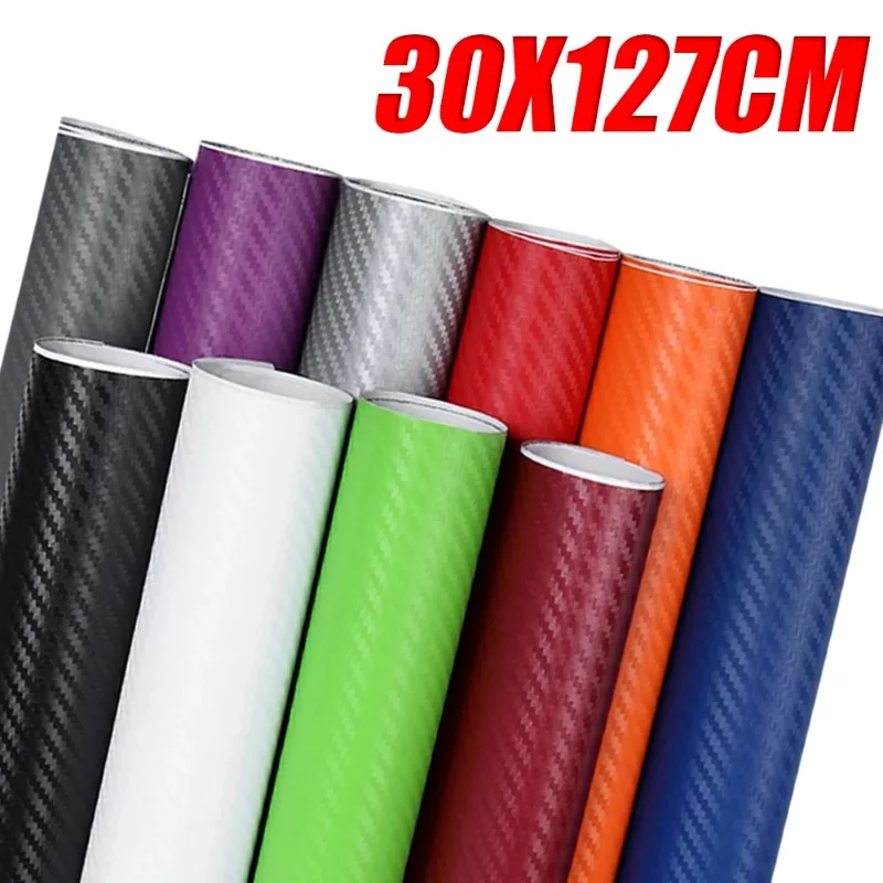 Rollo de película de fibra de carbono 3D para decoración de coche, pegatinas decorativas para PC, portátil, calcomanías de película de vinilo de