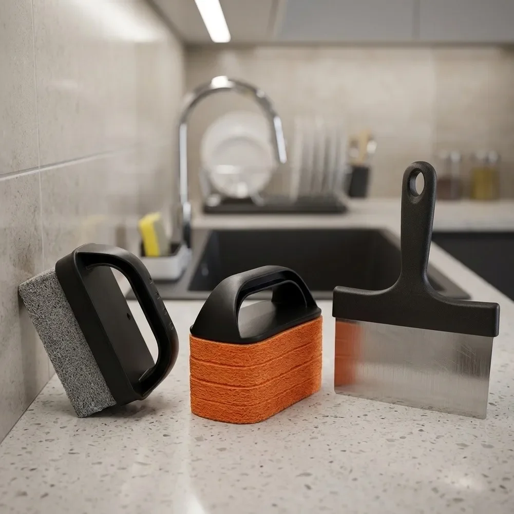 Professional Griddle Maintenance For Kit Featuring Grill Brick Scraper Grill Brush and Seasoning Tools for Flat Top Grills
