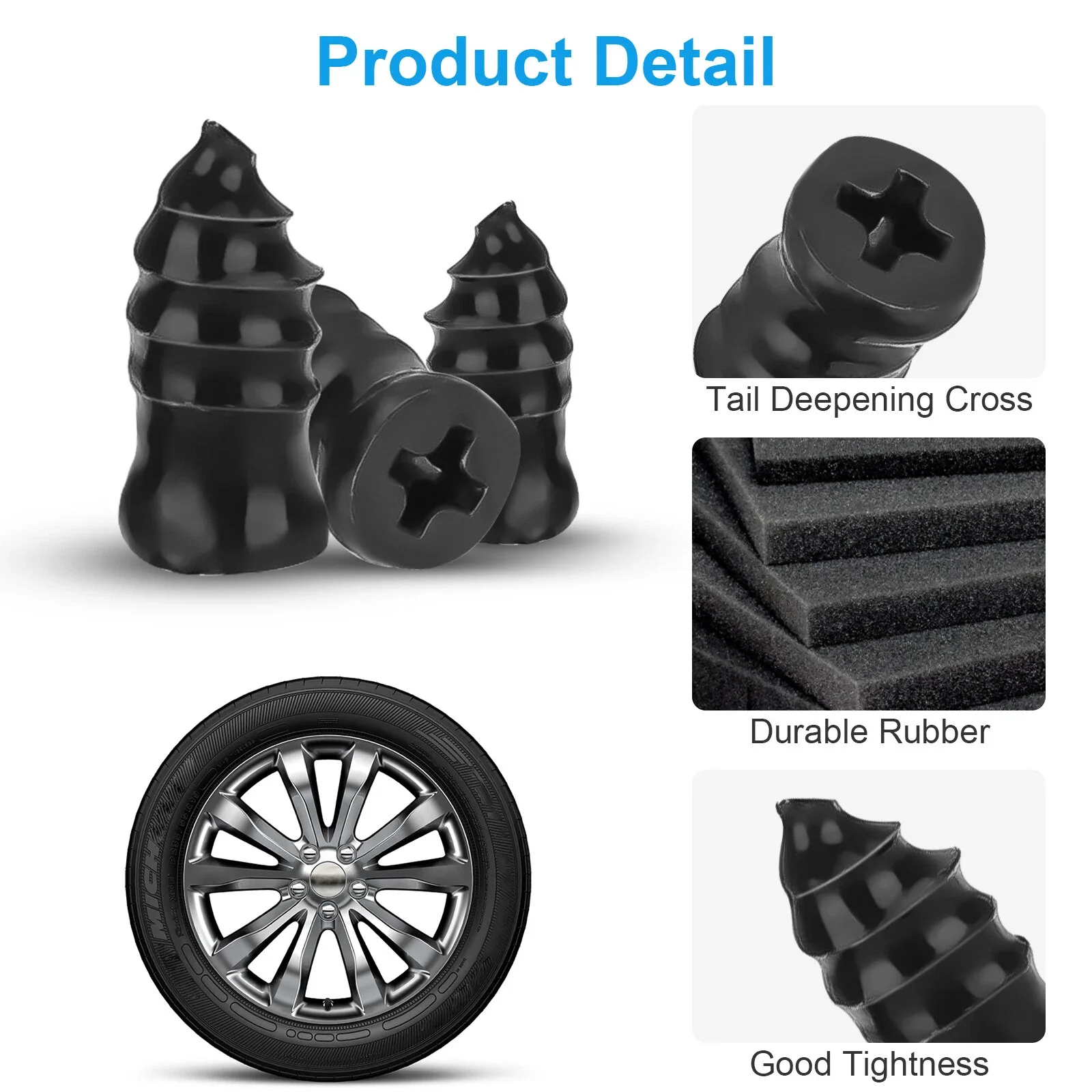 Tire Repair Rubber Nail, Tire Repair Rubber 30/10pcs Screws Fast Tool Self-Service Tire Repair Nail Vacuum Tire with Screwdriver