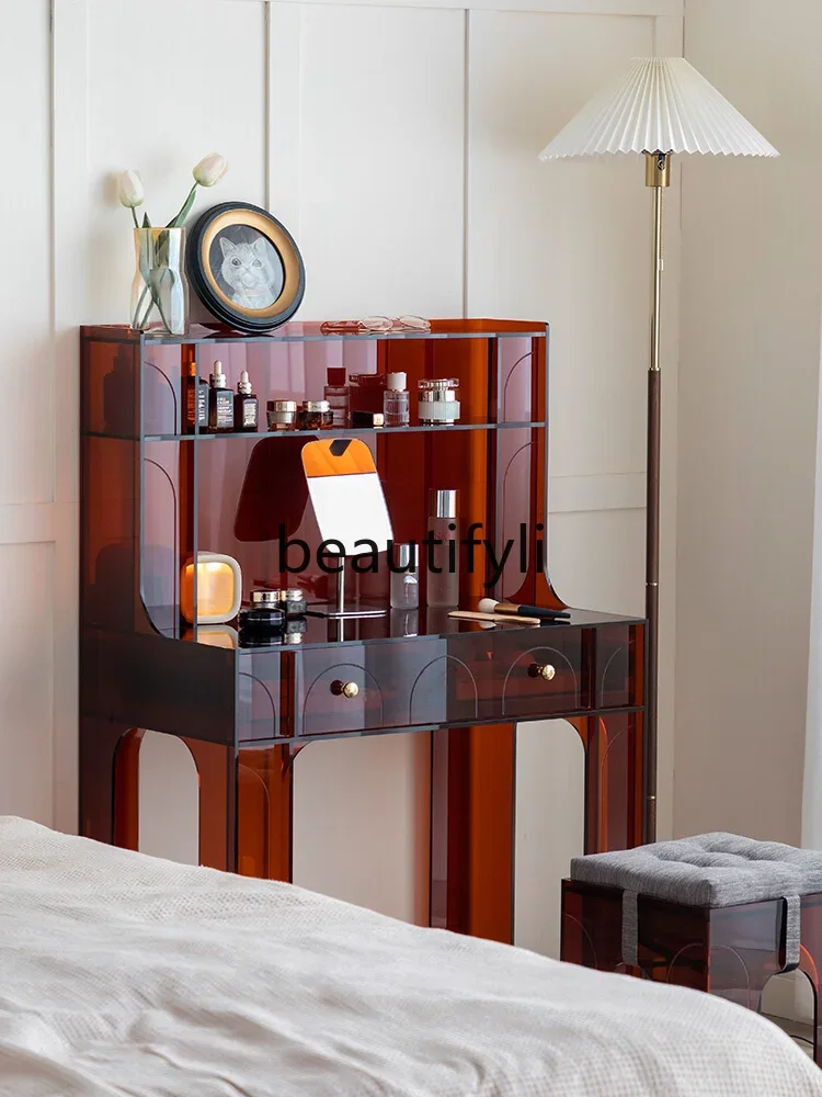 

Light luxury acrylic dresser simple black red piano makeup table