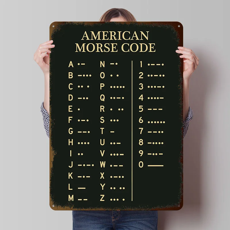 American Morse Code Chart Tinplate Poster Custom Wall Art Vintage Metal Signs Retro Tin Plaque for Decoration Home Decor Items