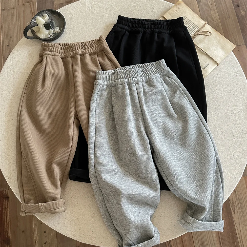 Children's Sanitary Pants Autumn New for Boys and Girls, Korean Loose Casual Stylish Versatile Pants, Solid Color Simple