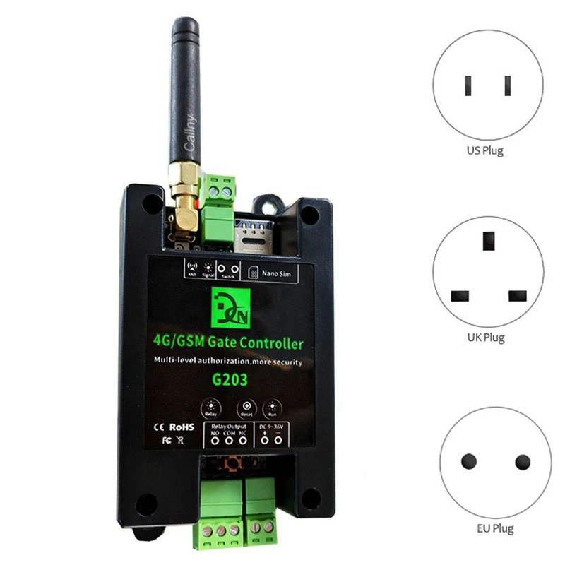 Controlador de acceso GSM 2G, Control remoto, abridor de puerta, interruptor de relé de encendido/apagado remoto para Control de acceso, puerta de garaje, enchufe del Reino Unido
