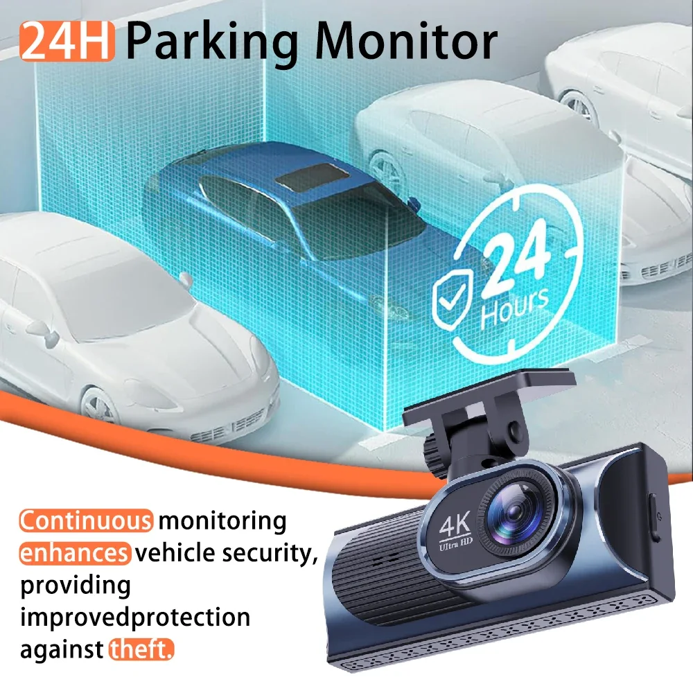 Ultra HD 4K 3840*2160P Dash Cam 24H مراقبة مواقف السيارات DVR اختياري 2.5K للرؤية الليلية كاميرا خلفية GPS WiFi APP التحكم #6