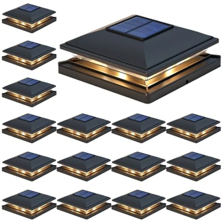 

Солнечные светильники для столбов забора, 2 режима (теплый/холодный свет), уличные, водонепроницаемые, для столбов 4x4, на солнечной энергии, для сада, патио, террасы, декоративные