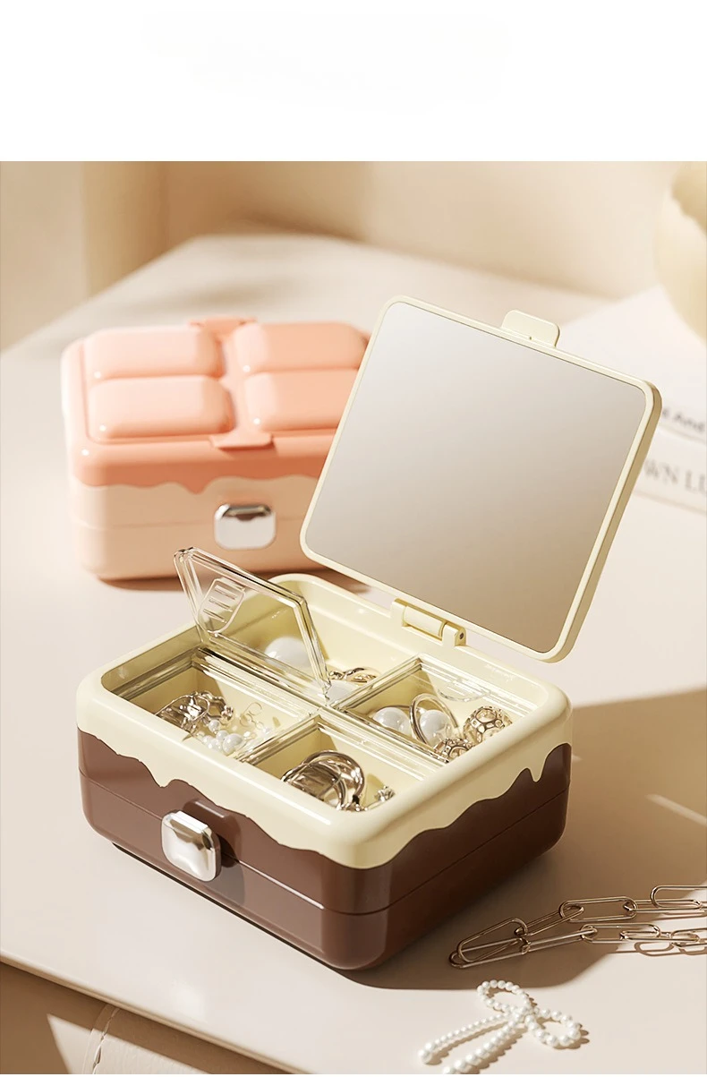 Portable Jewelry Organizer Mini Earring Necklace Ring Storage Box Jewelry Storage Case Small Accessory Organizer for Home Travel