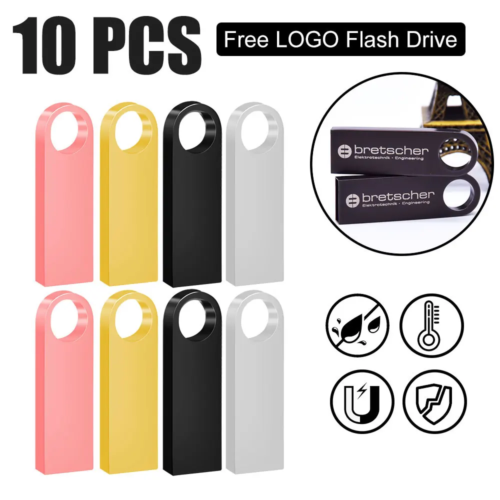 

10PCS USB 2.0 Flash Drive 64GB 32GB High speed Pen drive 16GB Memory stick Free custom logo Creative gift U disk