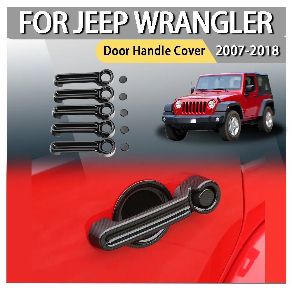 Door Handle Moulding Cover For Jeep Wrangler JK JKU 2007-2018 Glossy Black Liberty Dodge Nitro Carbon Fiber Style Exterior Trim