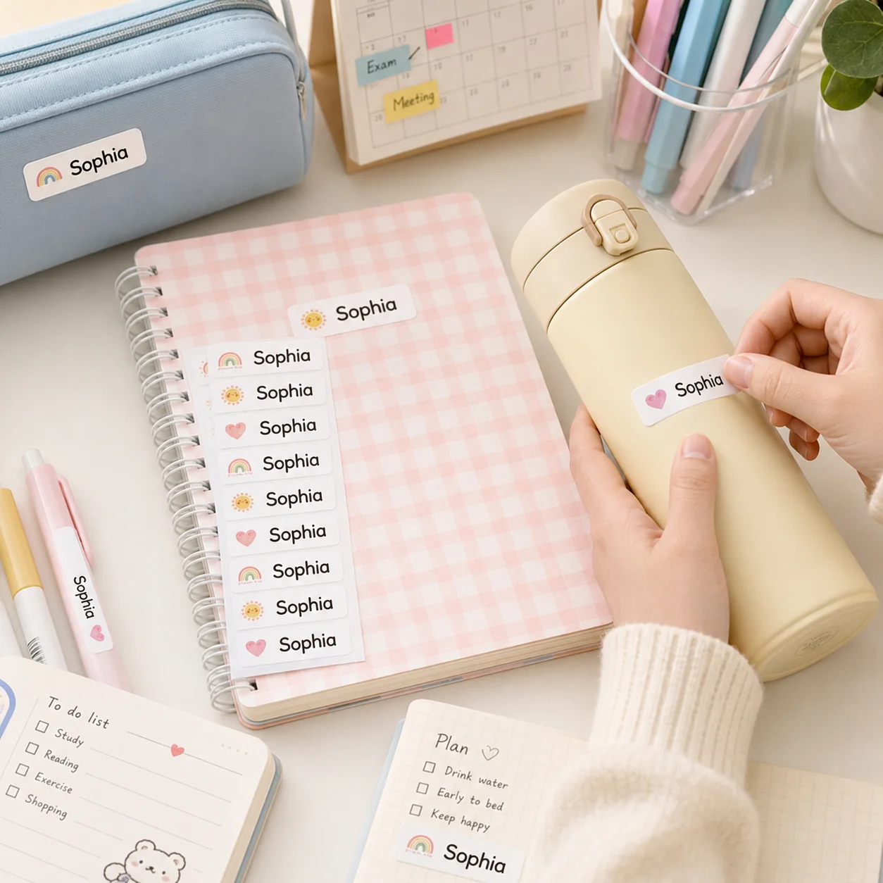 1 Sheet 54Pcs Personalized Name Stickers, Custom Waterproof Name Labels for Bottles, Pens, Lunch Boxes & Everyday Items view 6