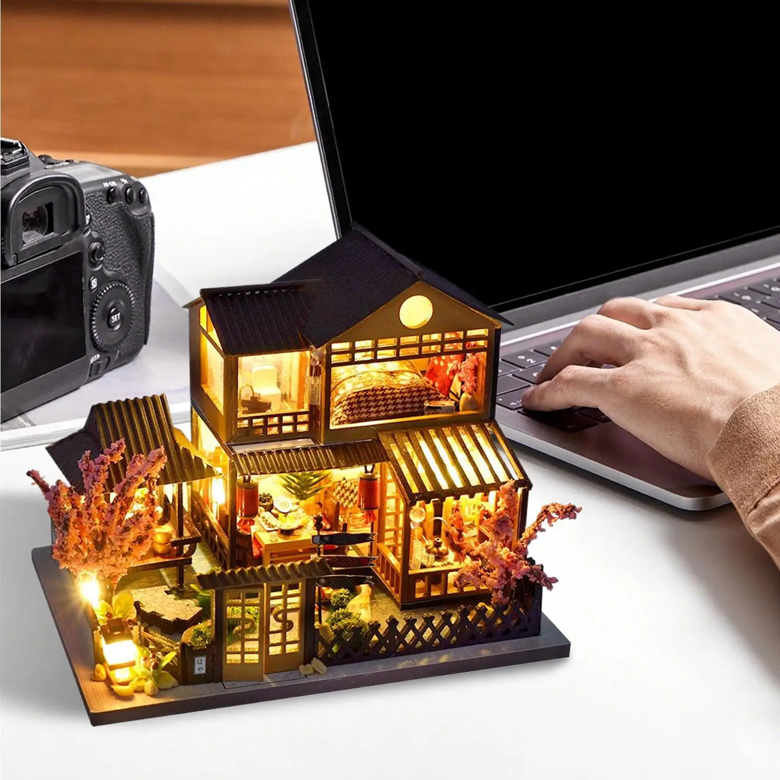 Puzzles 3D en bois pour adultes, Kits miniatures de maison pour adultes, blocs de construction de Villa avec lumière Led, artisanat réaliste pour bibliothèque
