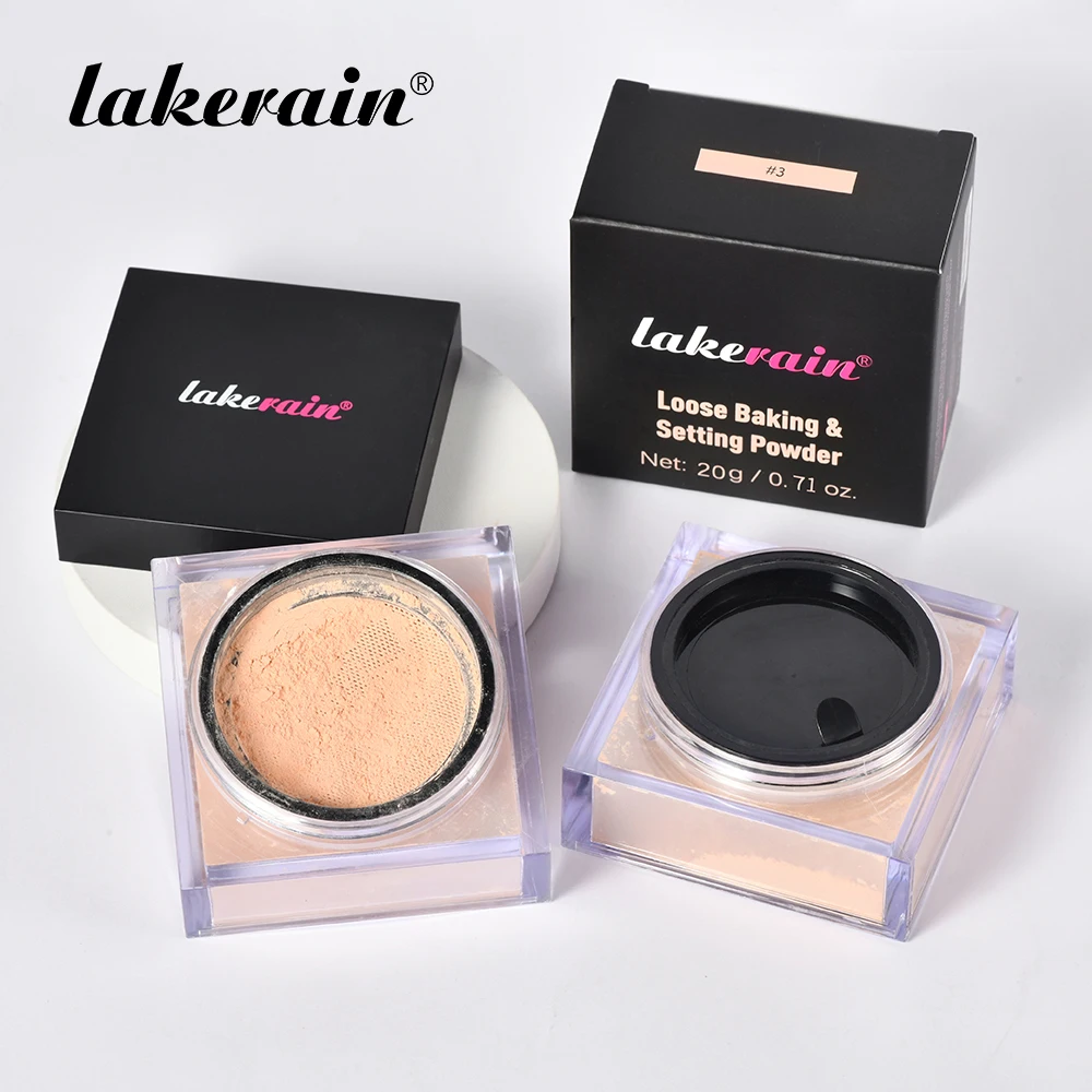 Lakerain-polvo de fijación delicado, duradero, sin desprendimiento, Control de maquillaje, bloqueo de aceite, humedad, crea un maquillaje de Base de poros cero