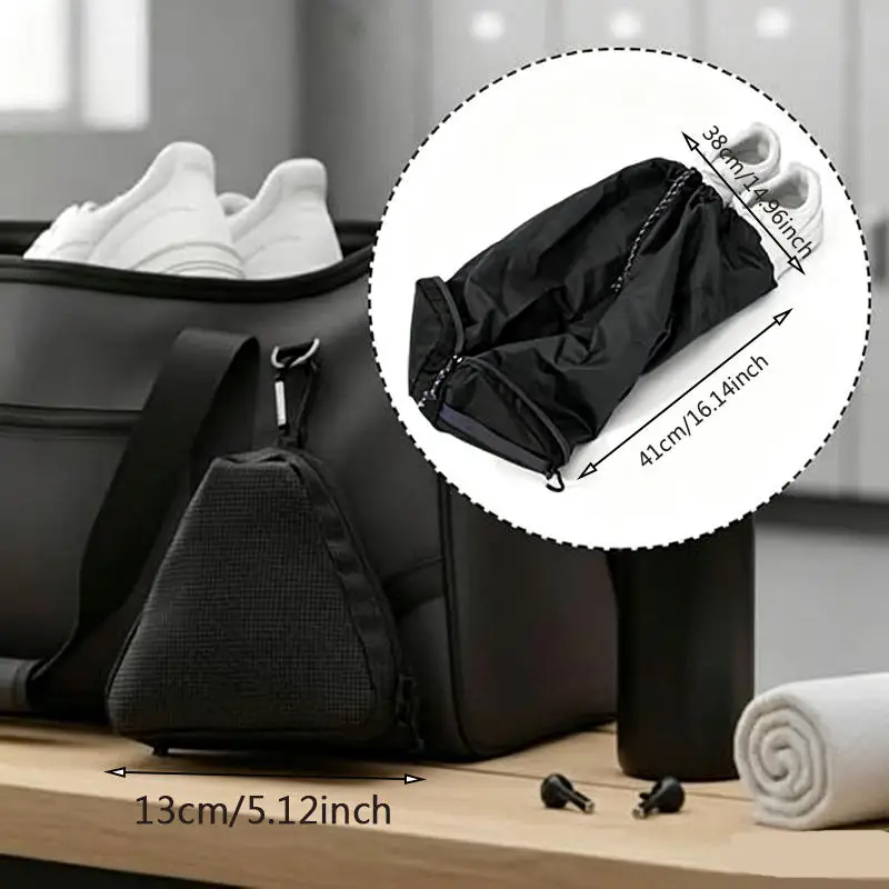 Foldable Travel Shoe Bag Black Shoe Storage Pouch Portable Shoes Organizer For Gym Camping Trip view 6